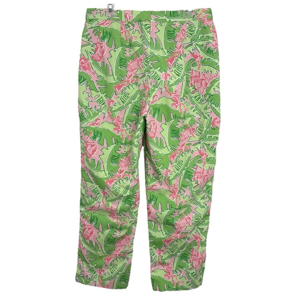 Vintage Lilly Pulitzer Women's Size 4 Musical Monkeys Green Pink Capri Pants - Picture 2 of 3